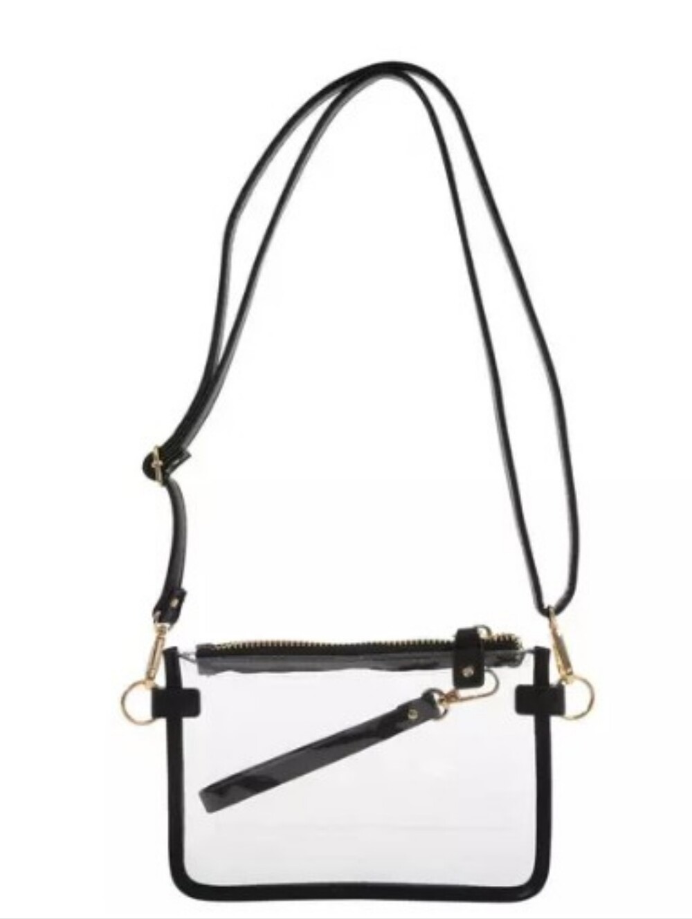 Transparent Crossbody Handbag With Wristlet Strap (Black 🖤)